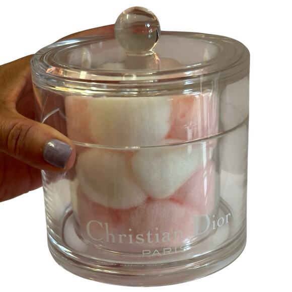 Christian Dior Acrylic Vanity Cotton Holder – Vintage Display Jar Diameter appro - Picture 1 of 5
